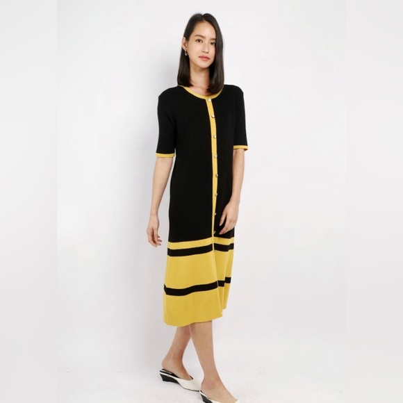 NWT Satine Knit Dress in Black Yellow (in original packaging; see last photos) - Picture 4 of 11